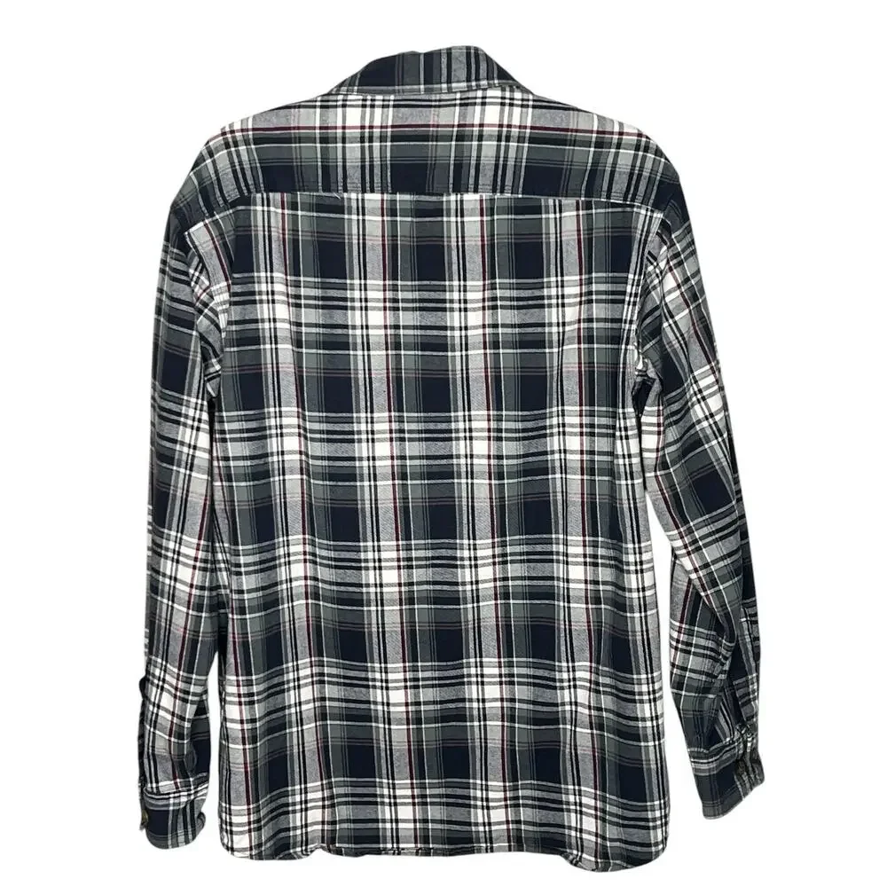 CE SCHMIDT Shirt Mens Medium Blue Green Plaid Button Up Heavy Cotton Workwear - Picture 3 of 4